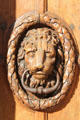 Door knocker with lion of Aix-en-Provence city hall. Aix-en-Provence, France.