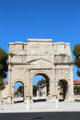Triumphal arch of Orange from reign of Augustus commemorates establishment of Pax Romana. Orange, France