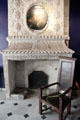 Carved stone fireplace at Orange museum of art & history. Orange, France.