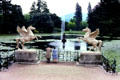 Fountain & statues within Powerscourt Gardens, south of Dublin. Ireland.