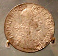 Silver Louis XIV half-ecu coin at Battle of the Boyne museum. Ireland.