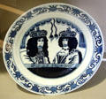 Replica of antique William & Mary ceramic plate at Battle of the Boyne museum. Ireland.