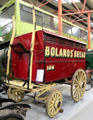 Horse-drawn four-wheeled door-to-door bread delivery van for John Boland at National Transport Museum. Howth, Ireland.