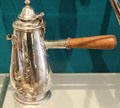 Silver chocolate pot by Thomas Bolton of Dublin at National Museum Decorative Arts & History. Dublin, Ireland.