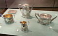 Celtic revival coffee & tea service by John Smith of Dublin at National Museum Decorative Arts & History. Dublin, Ireland.