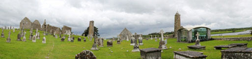 Panorama of Clonmacnoise. Ireland.