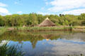 Replica of medieval Crannog lake settlement at Irish National Heritage Park. Ireland