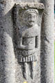 Cloister enclosure carving of Medieval figure between double columns at Jerpoint Abbey. Ireland