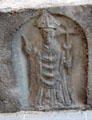 Bishop carved on side panel of tomb at Medieval Mile Museum. Kilkenny, Ireland.