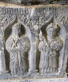 Detail of carved tomb with saints Andrew & Peter in cathedral at Rock of Cashel. Cashel, Ireland.