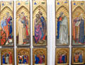 Panels with saints paintings by Giovanni da Milano at Uffizi Gallery. Florence, Italy.