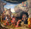 Epiphany panel from Life of Christ painting by Andrea Mantegna at Uffizi Gallery. Florence, Italy.