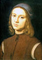 Portrait of a young man by Il Perugino at Uffizi Gallery. Florence, Italy.