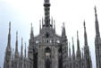 Duomo spires seen from roof level. Milan, Italy.