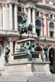 Carlo Alberto, King of Sardinia equestrian statue by Carlo Marochetti on Piazza Carlo Alberto between Palazzo Carignano & National Library. Turin, Italy.