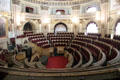 Hall of subalpine Chamber of Deputies in Palazzo Carignano. Turin, Italy.