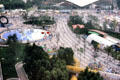 Yumeming Plaza seen from Symbol Tower at Expo 85. Tsukuba, Japan.