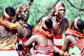Men & women Samburu dancers. Kenya.