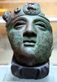 Brass helmet visor of soldier in Roman cavalry found in tomb in Hellange Luxembourg at National Museum of History & Art. Luxembourg, Luxembourg.