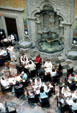 Looking down on patrons of Sanborne Tea Room. Mexico City, Mexico.