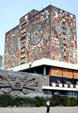 Mosaic on Central Library building at University in Mexico City. Mexico City, Mexico