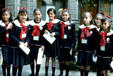 Group of schoolgirls visiting a museum. Mexico City, Mexico.