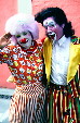 Clowns pose for camera in Puebla. Mexico.