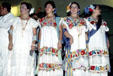 Embroidered local dress of women in Mérida. Mexico.