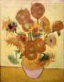 Sunflowers painting by Vincent van Gogh at Van Gogh Museum. Amsterdam, Netherlands.