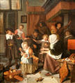 Feast of St Nicholas painting by Jan Steen at Rijksmuseum. Amsterdam, NL.