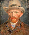 Self-portrait in fashionable dress of Paris by Vincent van Gogh at Rijksmuseum. Amsterdam, NL.