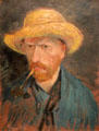 Self-portrait with straw hat & pipe by Vincent van Gogh at Van Gogh Museum. Amsterdam, NL.