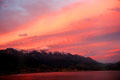 Sunset over the mountains in Kaikoura. New Zealand.
