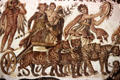 Roman mosaic tile floor of tigers pulling chariot of Dionysus at Sousse Archeological Museum. Sousse, Tunisia.