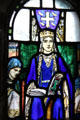 Detail of Queen Margaret stained glass window at St Margaret's Chapel. Edinburgh, Scotland