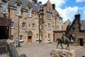 Edinburgh Castle courtyard with heritage buildings & statue of Field Marshal Earl Haig. Edinburgh, Scotland