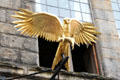 Sculpted hawk on sign for Gladstone's Land tenement house. Edinburgh, Scotland.