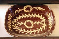 Redware platter at Gladstone's Land tenement house. Edinburgh, Scotland.