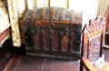 Wooden trunk in painted chamber at Gladstone's Land tenement house. Edinburgh, Scotland.