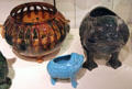 Lady Dunmore bowl & two moon toads based on Chinese designs by Peter Gardner's Dunmore Pottery at National Museum of Scotland. Edinburgh, Scotland.
