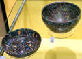 Hellenistic or Roman glass bowls with mosaic patterns at National Museum of Scotland. Edinburgh, Scotland.