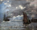 Seascape, Shipping by Moonlight painting by Claude Monet at National Gallery of Scotland. Edinburgh, Scotland.