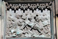 Mounted knights in battle relief panel by William Birnie Rhind on Duke of Buccleuch statue. Edinburgh, Scotland.