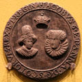 Marriage of James VI of Scotland to Anne of Denmark medal at Hunterian Art Gallery. Glasgow, Scotland