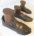 Preserved Roman shoes recovered at Bar Hill fort at Hunterian Museum. Glasgow, Scotland