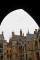 Gothic facade of Gilbert Scott Building courtyard at University of Glasgow. Glasgow, Scotland.