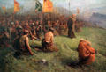 Bannockburn battle in 1314 under Robert the Bruce painting by John Hassall at Kelvingrove Art Gallery. Glasgow, Scotland.