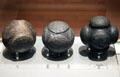 Carved stone balls of unknown purpose from Aberdeenshire, Scotland at Kelvingrove Art Gallery. Glasgow, Scotland.