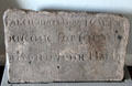 Stone slab carved by prisoner held for Jacobite sympathies at Dumbarton Castle. Glasgow, Scotland.