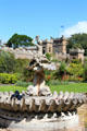 Garden fountain featuring Poseidon at Culzean Castle. Maybole, Scotland.